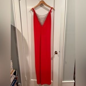 New! Never worn! Rachel Zo. Size 0. Red Orange long chain dress.
